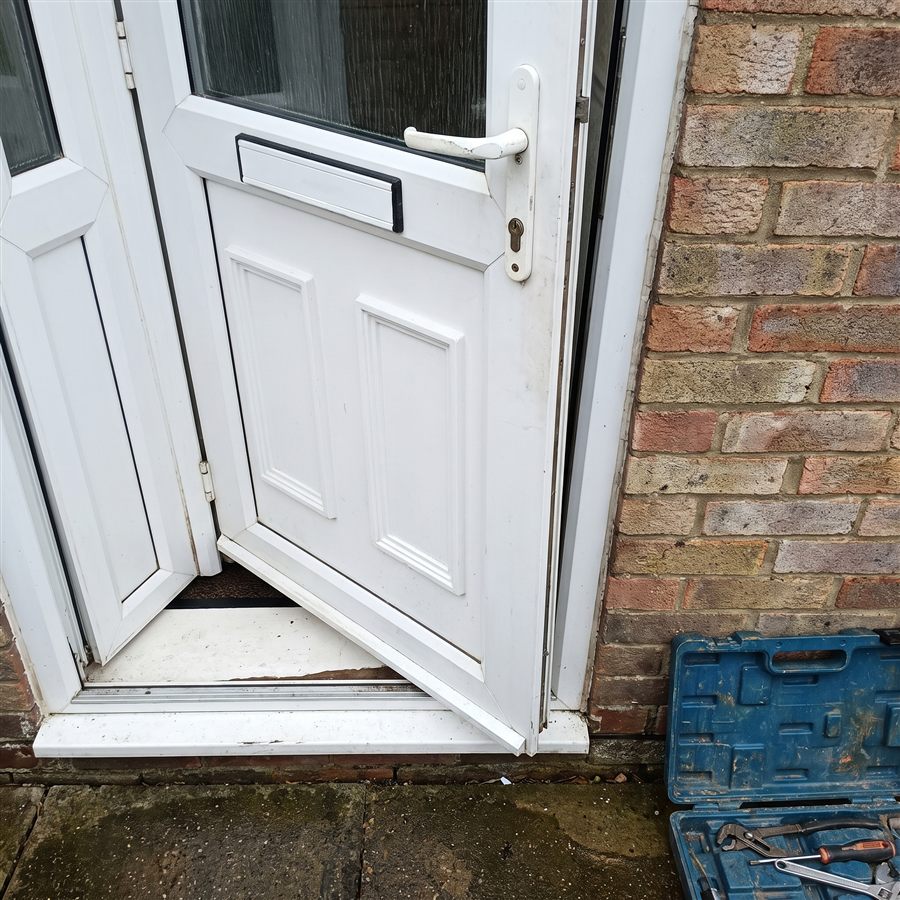 Dropped door realigned in Greater Manchester - before PrimeFab attended