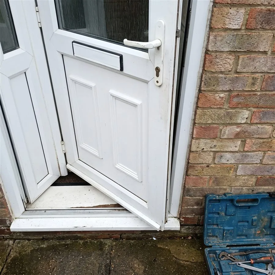 Dropped Door Realigned, before repair