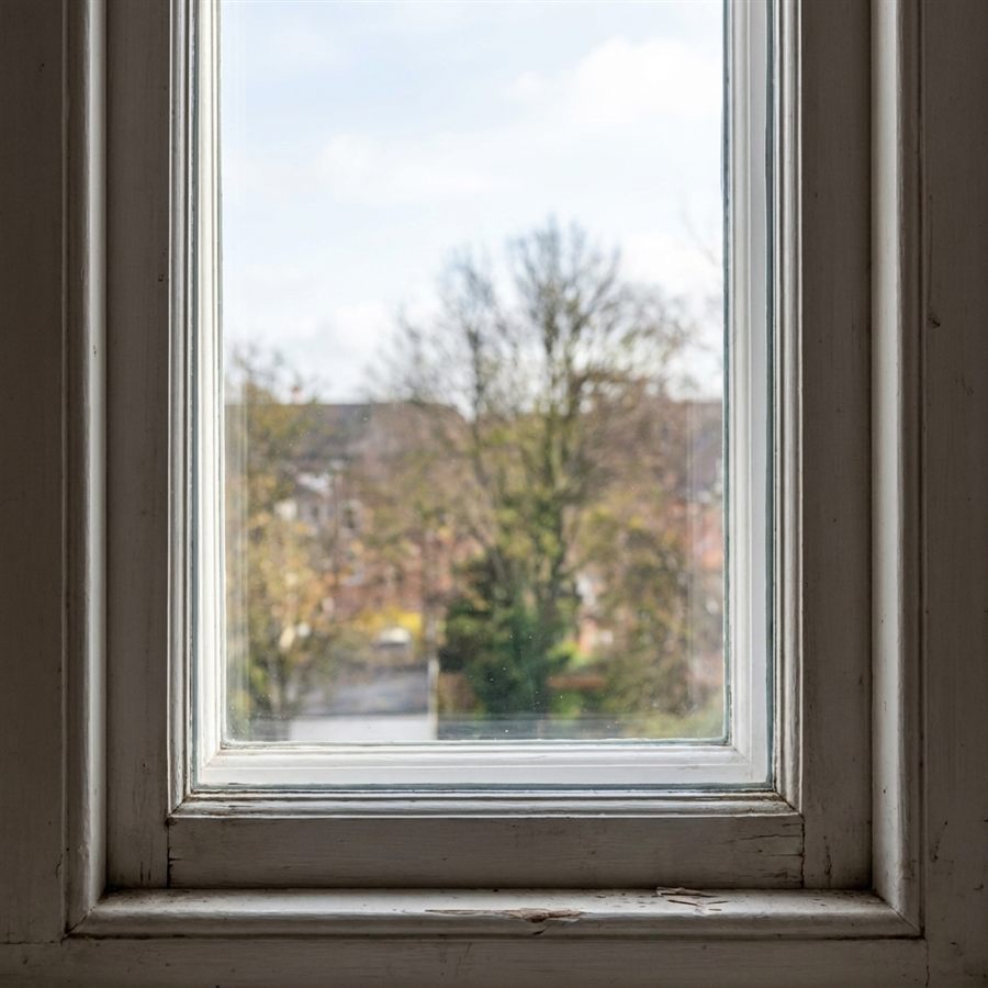 New glass pane fitted in the same window