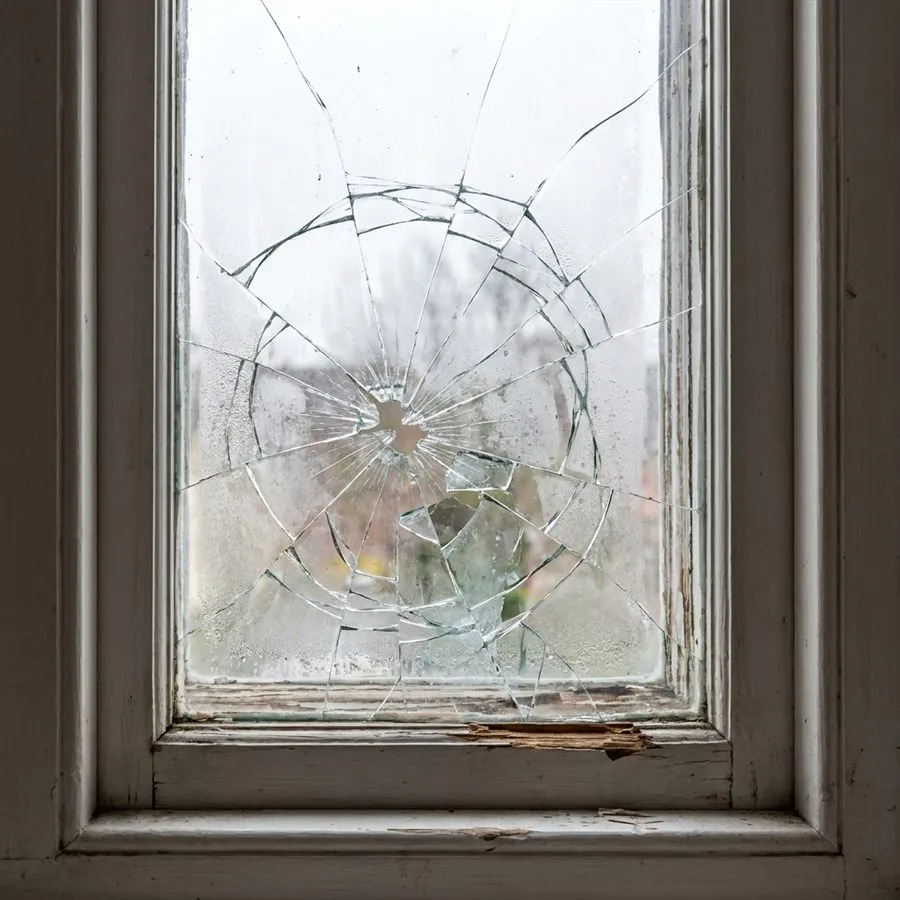 Emergency Glass Replacement, before repair