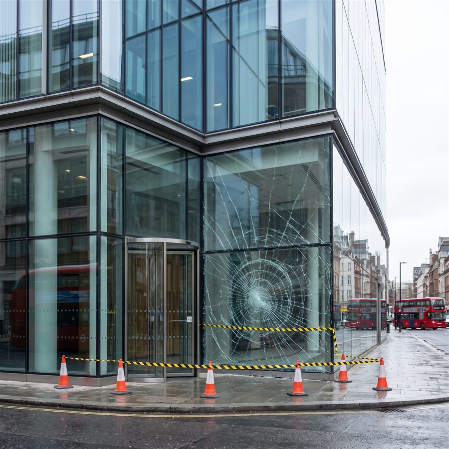 Office Glazing Made Safe by the PrimeFab team that covers Manchester, before