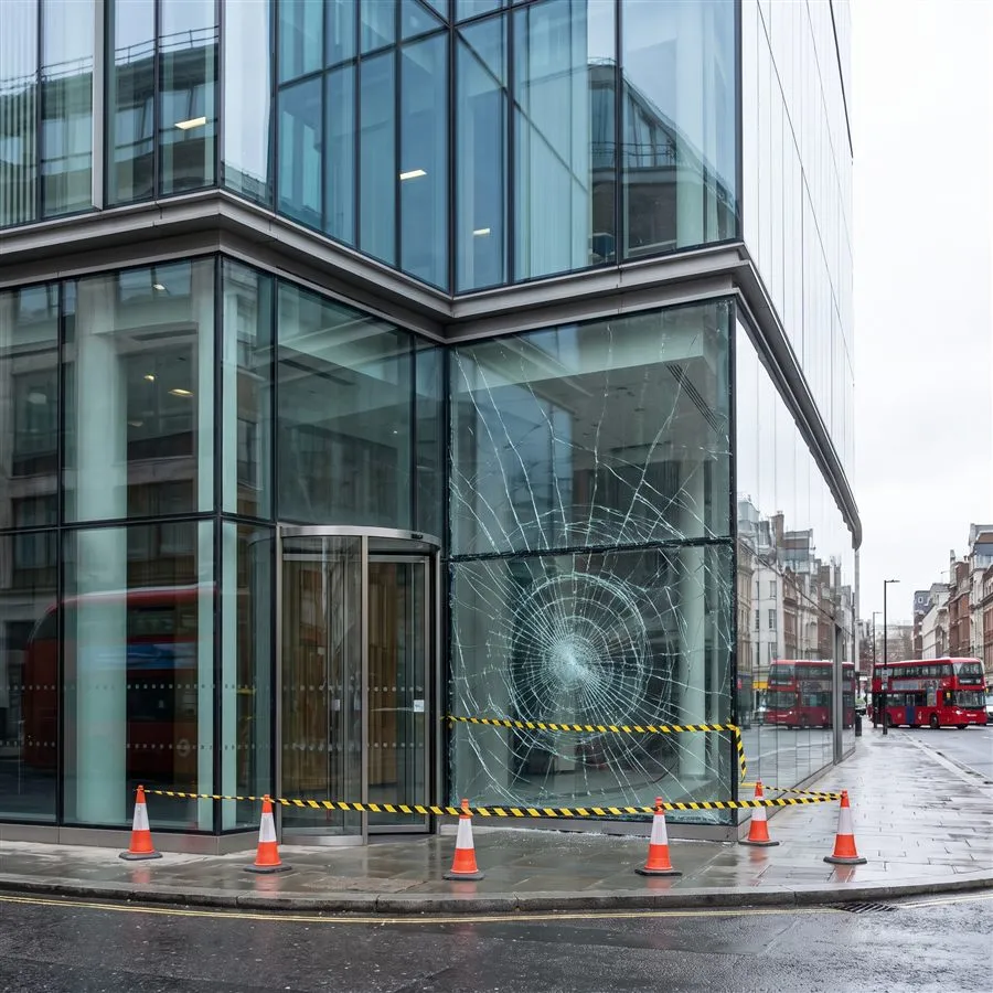 Office Glazing Made Safe, before repair