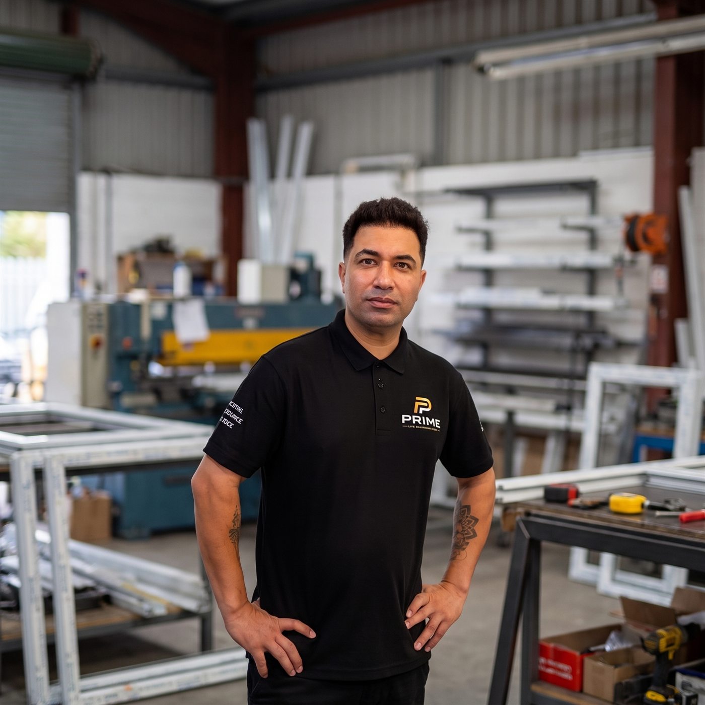PrimeFab team member in the Trafford Park window fabrication workshop
