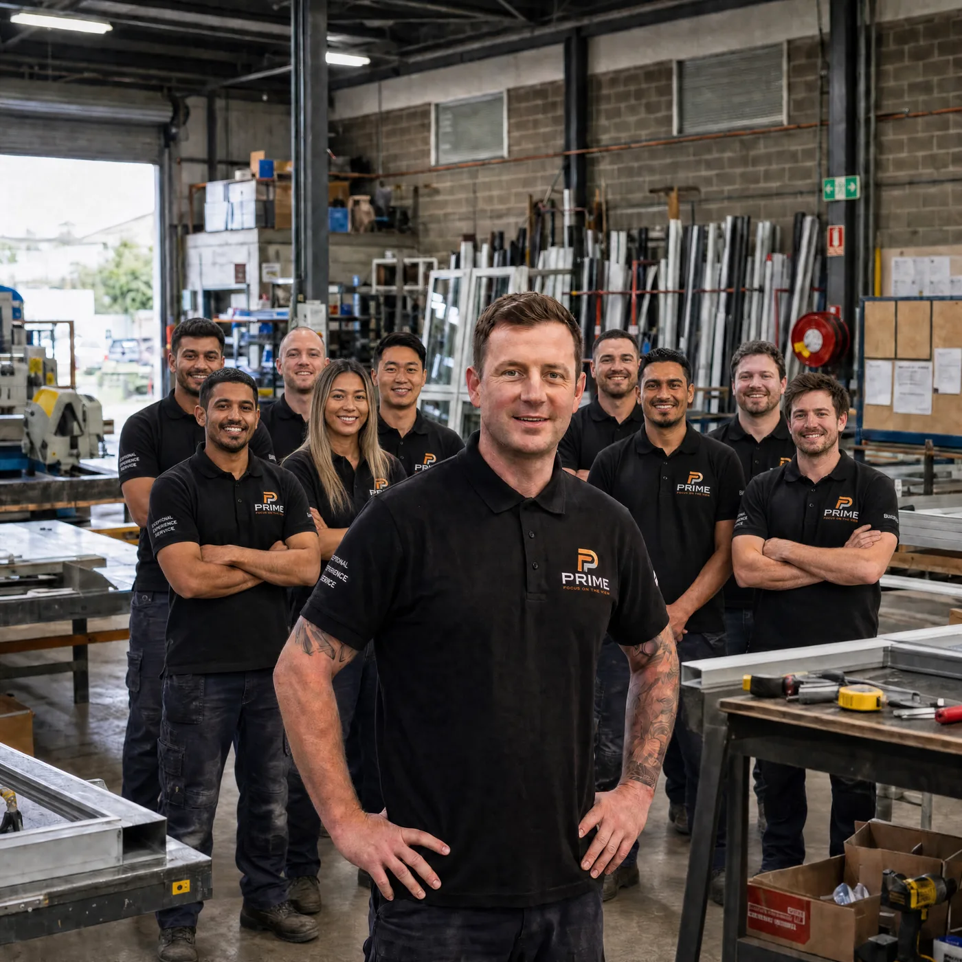 The PrimeFab team in our Trafford Park window fabrication workshop