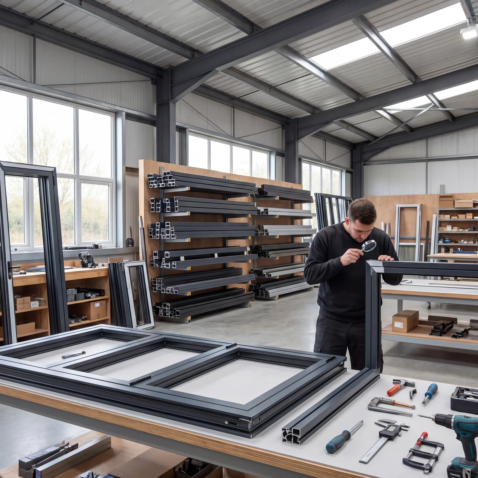 UPVC and aluminium window fabrication workshop in Trafford Park, Manchester